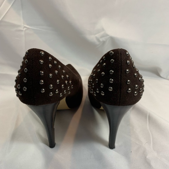 Novela Chocolate Brown Suede Stiletto Heels - Picture 6 of 13